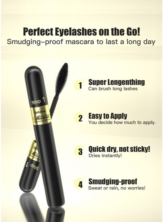 HelloKiss 2-in-1 Mascara Lash Princess False Lash Effect Mascara Extreme Black Extension & Long Lasting Volumizing Lashes Smudge Proof Long Lasting - Image 4